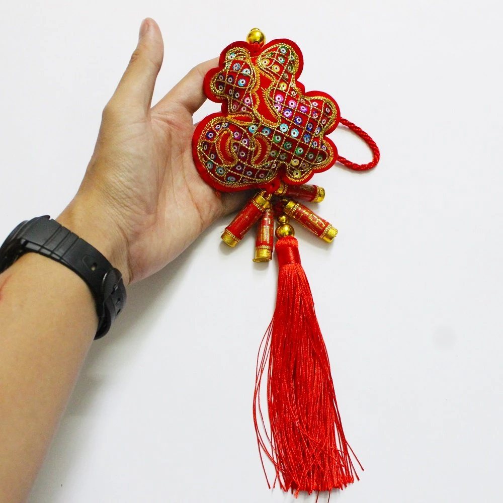 Lộc treo đỏ đính kim tuyến ngũ sắc trang trí tết