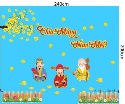 Combo Decal 2 Mặt Dán Kính Trang Trí Tết Tân Sửu 2021 Mẫu 05
