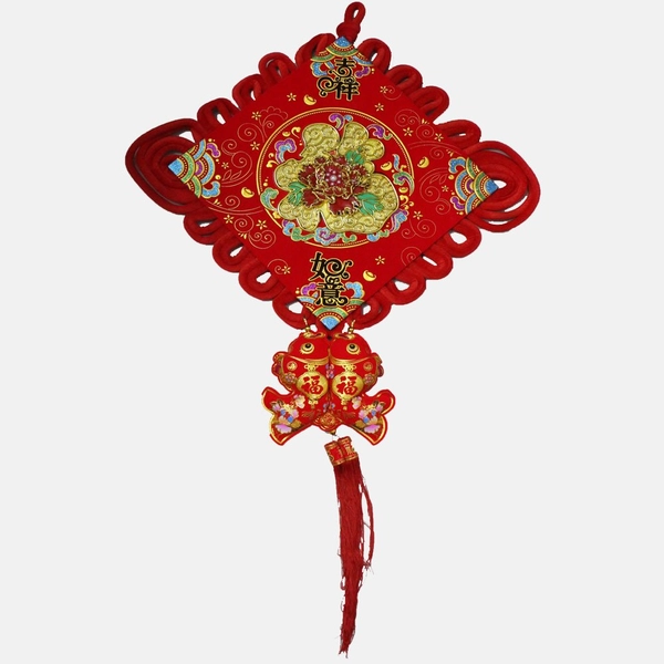 Liễn treo 2 mặt chữ phúc và hoa tài lộc trang trí tết