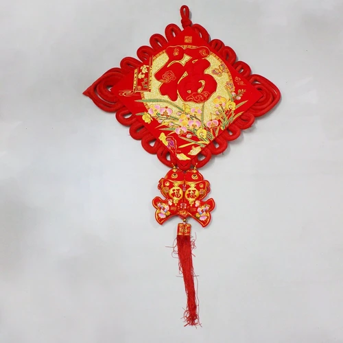 Liễn treo 2 mặt chữ phúc và hoa tài lộc trang trí tết