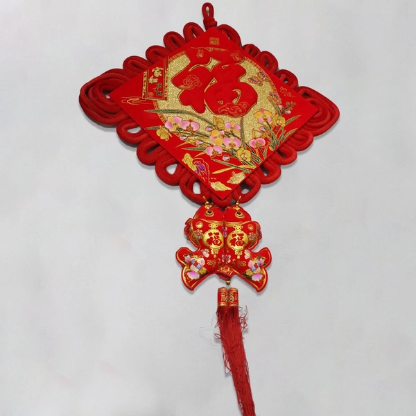 Liễn treo 2 mặt chữ phúc và hoa tài lộc trang trí tết