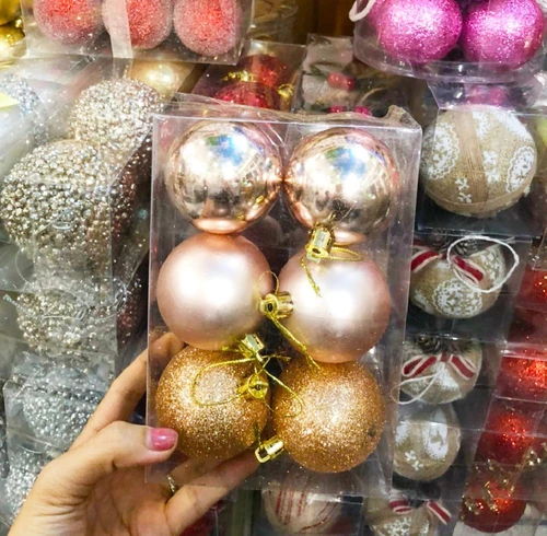 Đồ trang trí noel hộp châu họa tiết 6cm