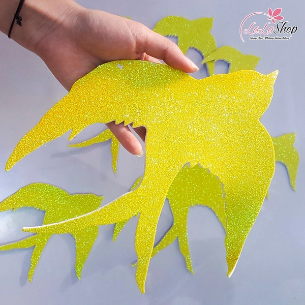 Combo hình dán 9 con én vàng mừng xuân trang trí tết