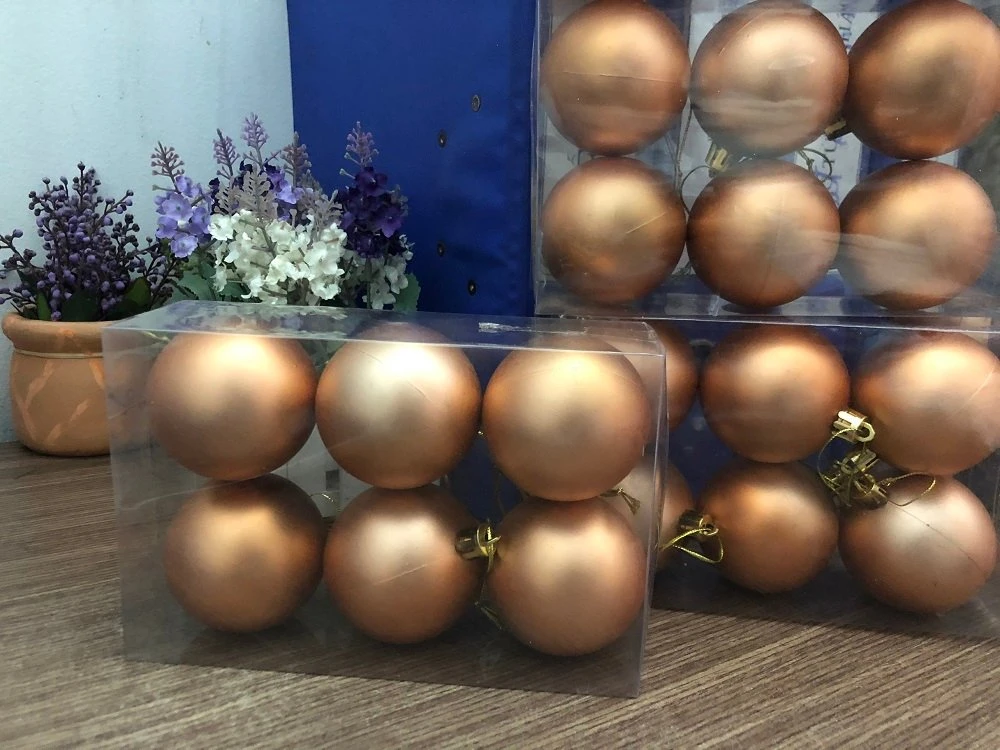 Hộp 6 quả châu mờ trang trí noel