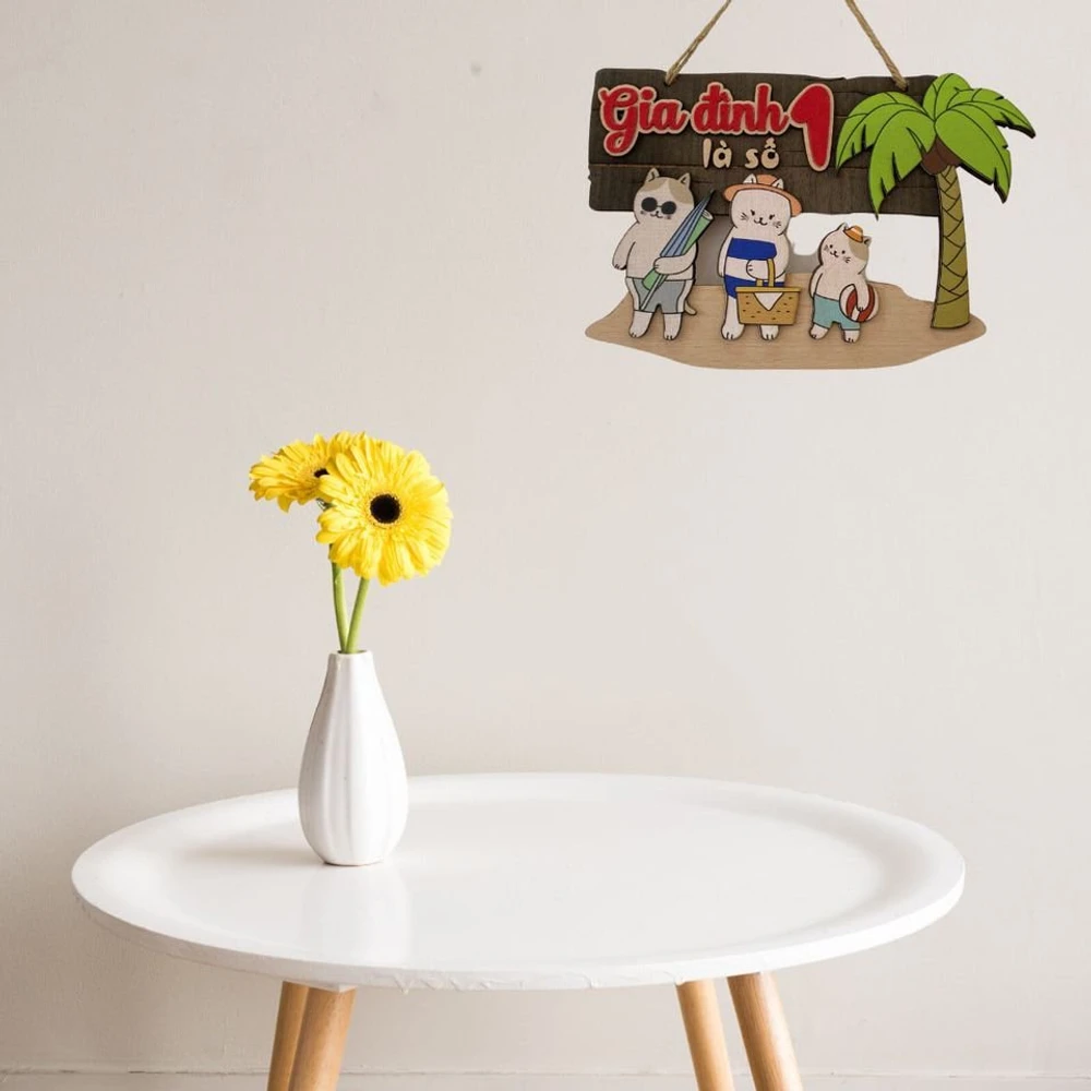 Bảng gỗ treo handmade trang trí Gia đình là số 1