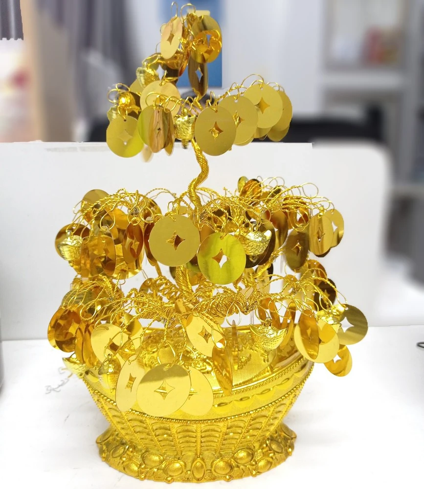 Cây phát tài vàng lá đồng tiền trang trí tết