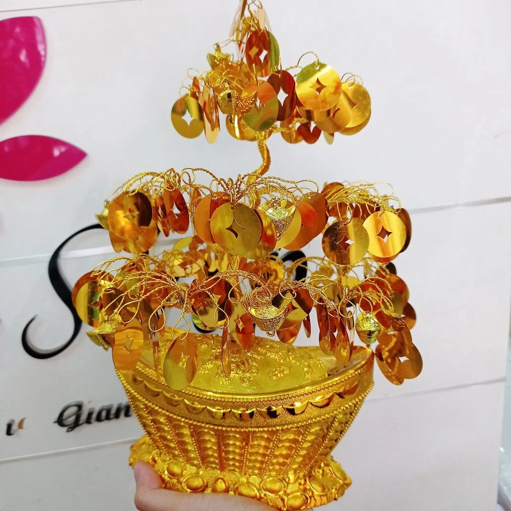 Cây phát tài đồng tiền vàng trang trí tết