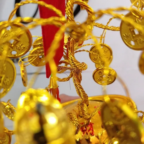 Cây phát tài quả thơm vàng liễn đỏ trang trí tết