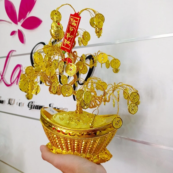 Cây phát tài quả thơm vàng liễn đỏ trang trí tết