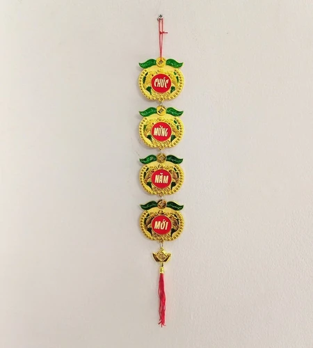Dây lộc treo tết táo vàng Chúc mừng năm mới và Vạn sự như ý