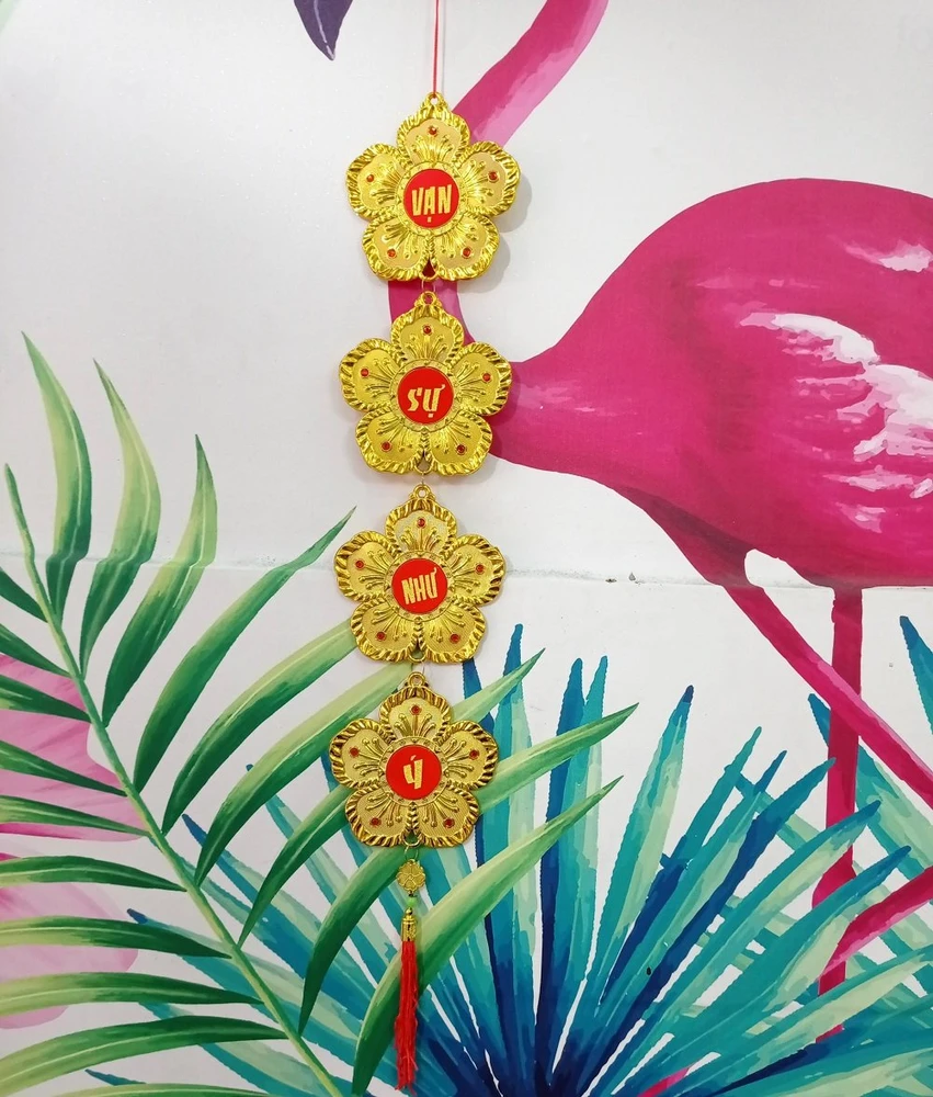 Dây treo vạn sự như ý hoa mai vàng trang trí tết