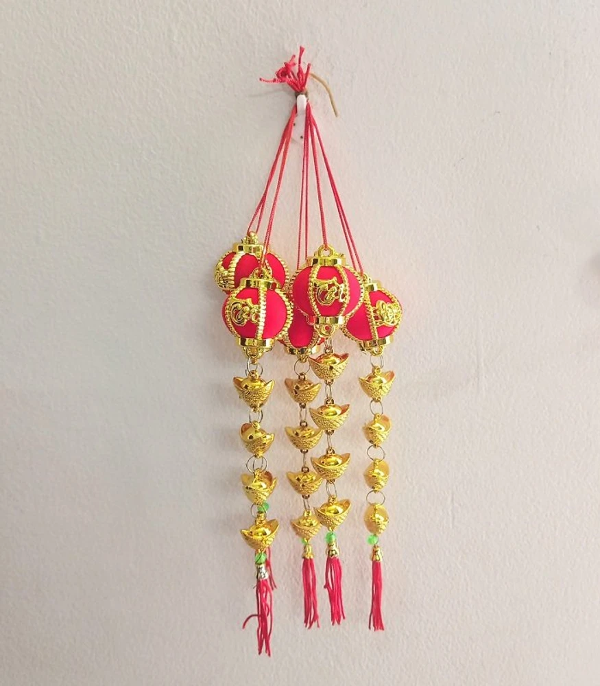 Dây treo Tài Lộc trang trí tết Lồng đèn và thỏi vàng