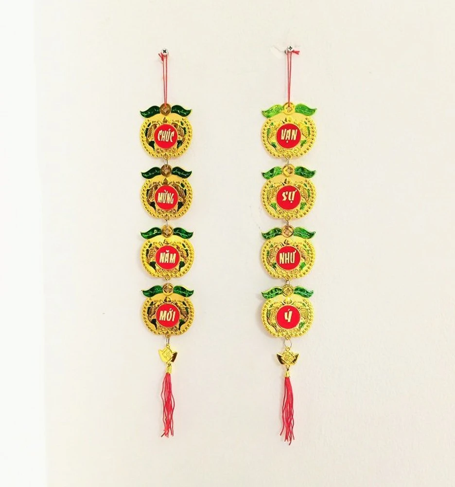Dây lộc treo tết táo vàng Chúc mừng năm mới và Vạn sự như ý