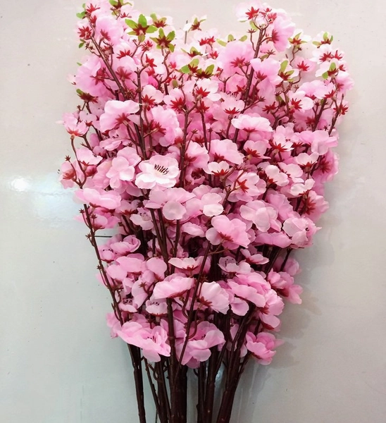 Cành đào hồng giả trang trí tết