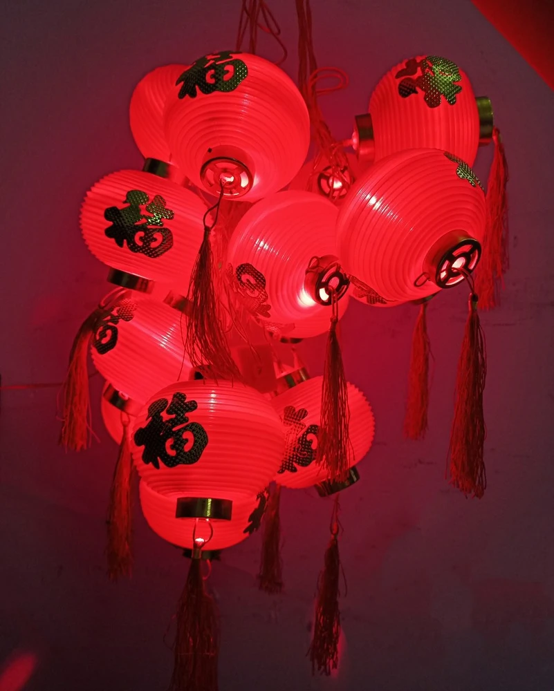 Đèn Lồng Đỏ Chữ Phúc Có Đèn Trang Trí Tết Mẫu Tròn 5 mét