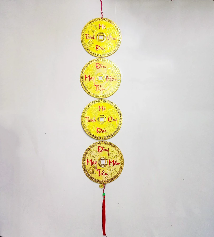 Lộc treo đồng tiền may mắn mã đáo thành công trang trí tết