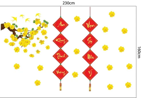 Combo decal trang trí cửa kính ngày tết 2