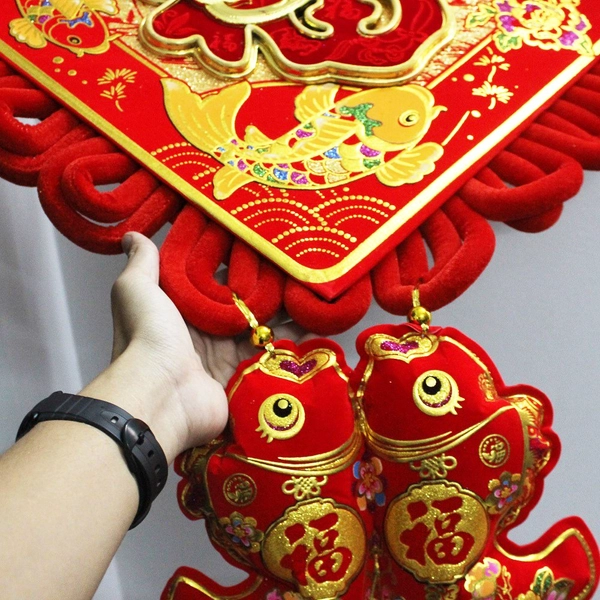 Liễn Chữ Phúc Cá Chép Đỏ Trang Trí Tết 03 (Loại Lớn)