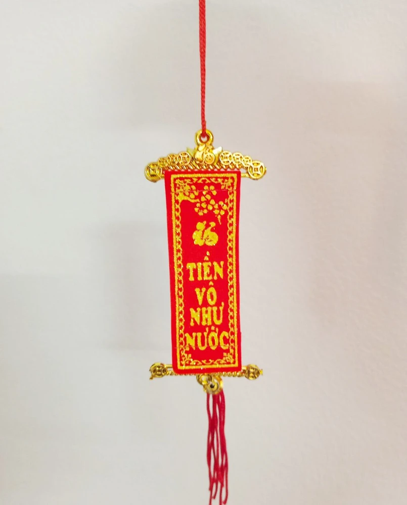 Liễn Đỏ Mini Chữ Phúc Tiền vô như nước Trang Trí Tết