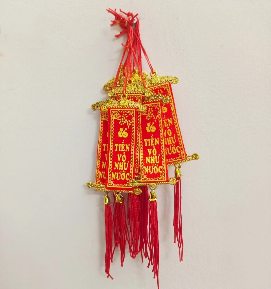 Liễn Đỏ Mini Chữ Phúc Tiền vô như nước Trang Trí Tết