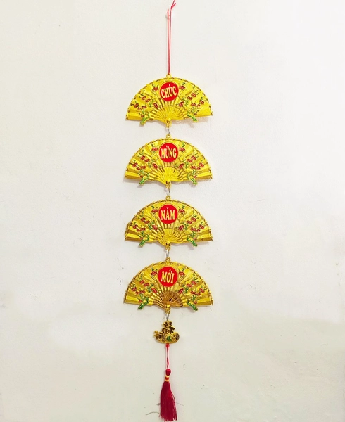 Dây liễn quạt vàng trang trí tết Chúc mừng năm mới