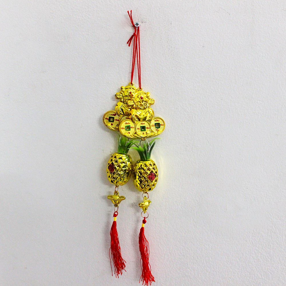 Dây lộc Thần tài đồng tiền trái thơm vàng trang trí tết