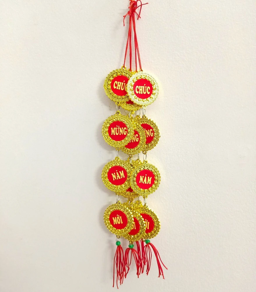 Dây lộc treo Đồng tiền vàng Chúc mừng năm mới 01