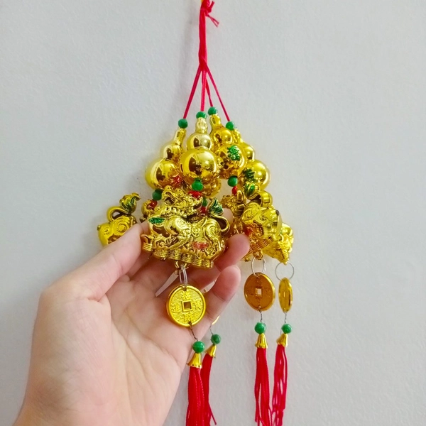 Combo 5 dây lộc treo Hồ lô tỳ hưu vàng trang trí tết