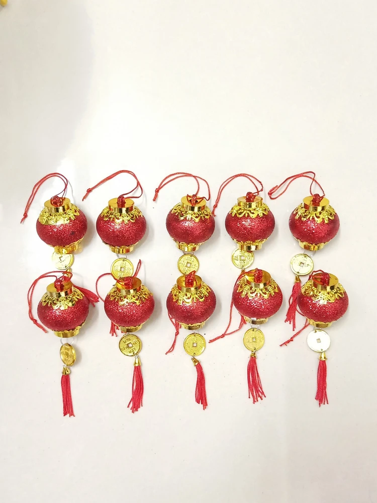 Lộc treo Lồng đèn đỏ kim tuyến 02 (10 cái)