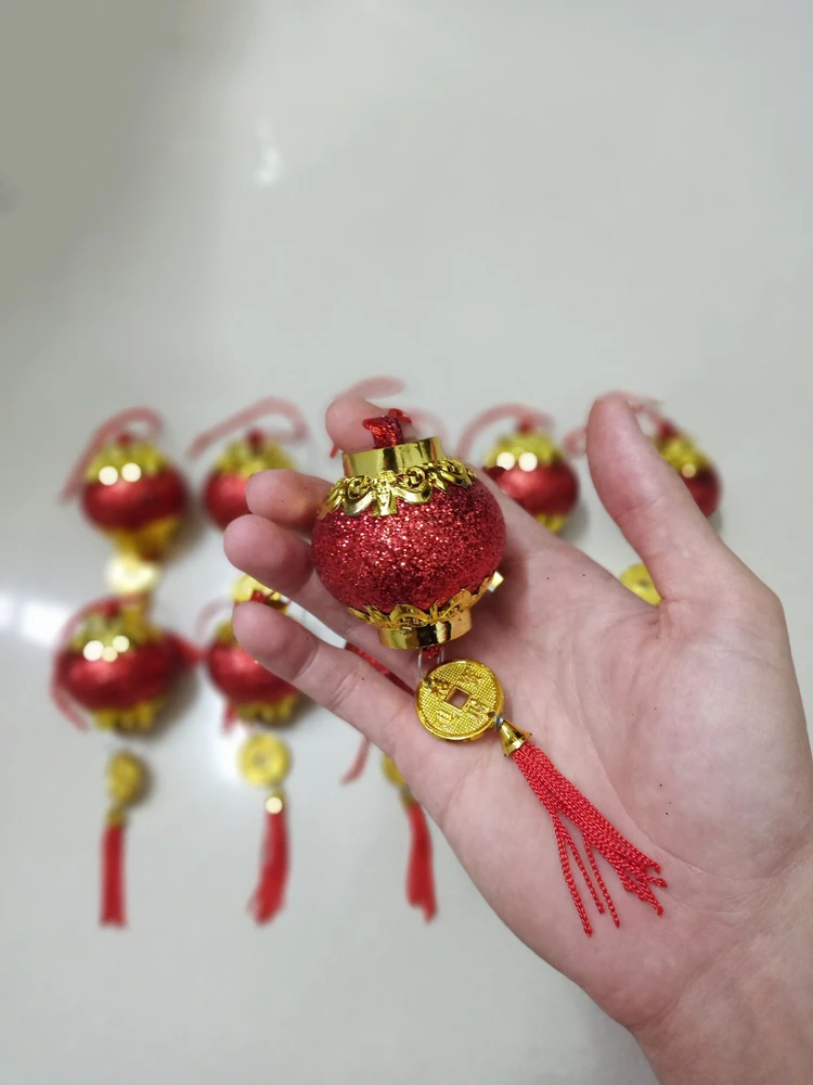 Lộc treo Lồng đèn đỏ kim tuyến 02 (10 cái)