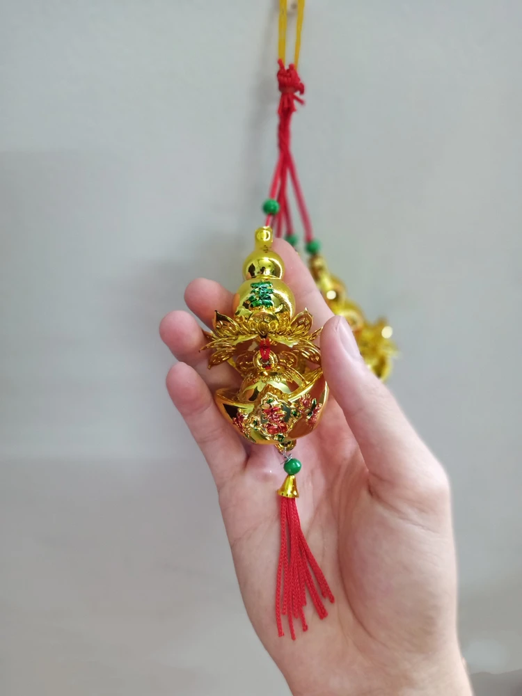 Dây lộc treo Hồ lô hoa sen thỏi vàng trang trí tết