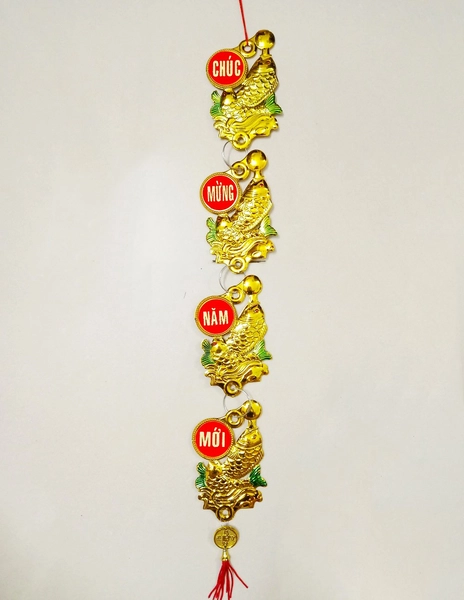 Lộc treo trang trí tết Cá châu vàng 03