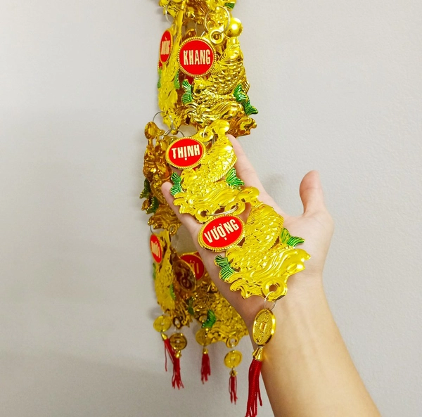 Lộc treo trang trí tết Cá châu vàng 03