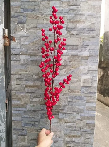 Cành đào đông đỏ không lá trang trí tết 70cm