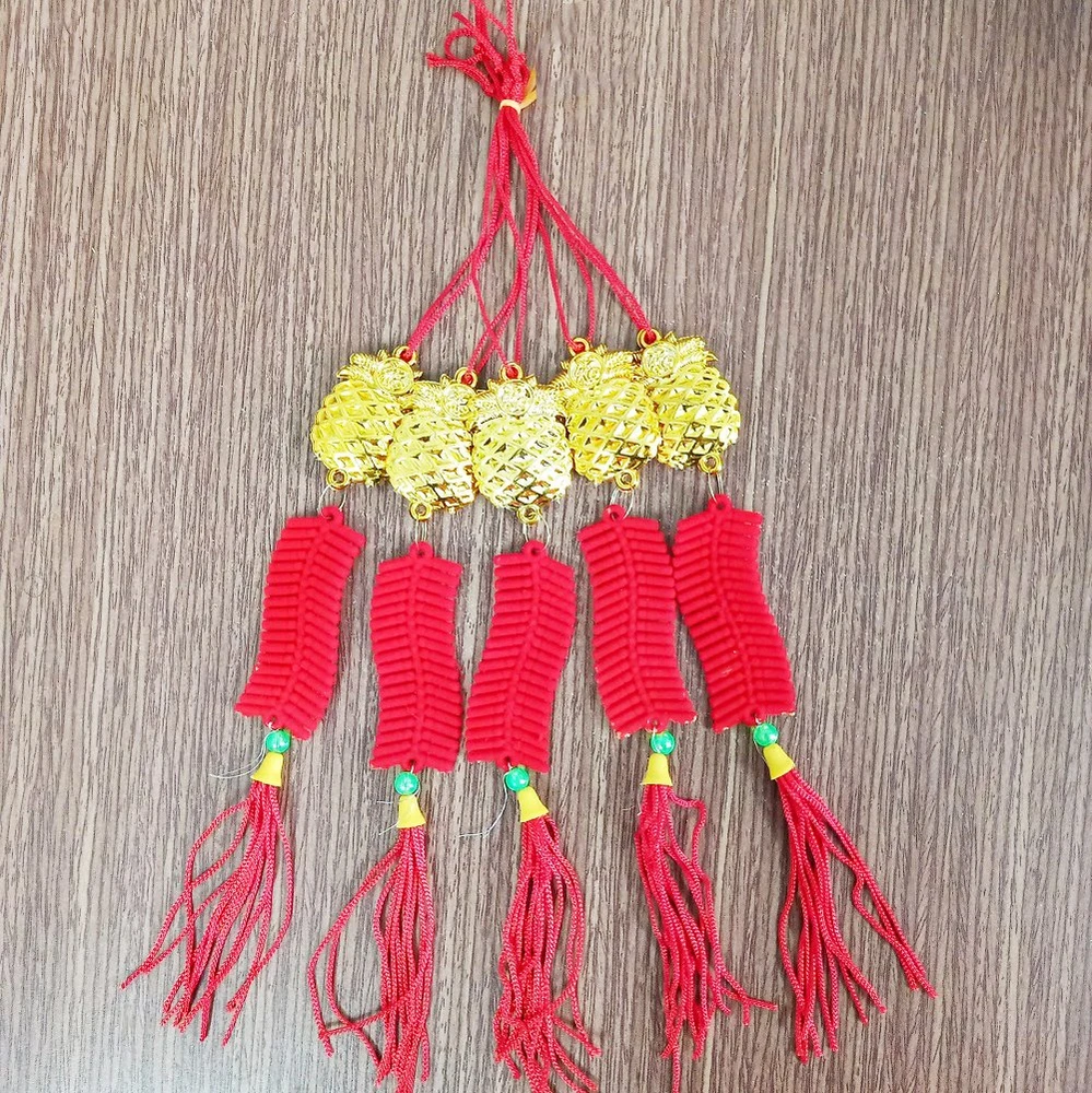 Lộc treo trái thơm vàng và Pháo đỏ mini