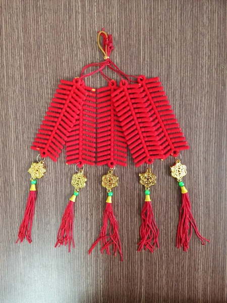 Combo 5 Lộc treo trang trí tết Pháo nhung đỏ và đồng tiền (64)