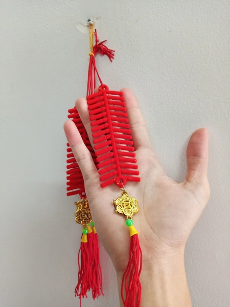 Combo 5 Lộc treo trang trí tết Pháo nhung đỏ và đồng tiền (64)