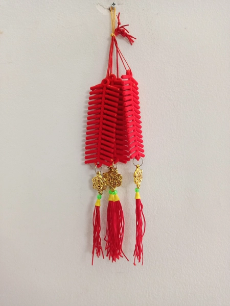 Combo 5 Lộc treo trang trí tết Pháo nhung đỏ và đồng tiền (64)