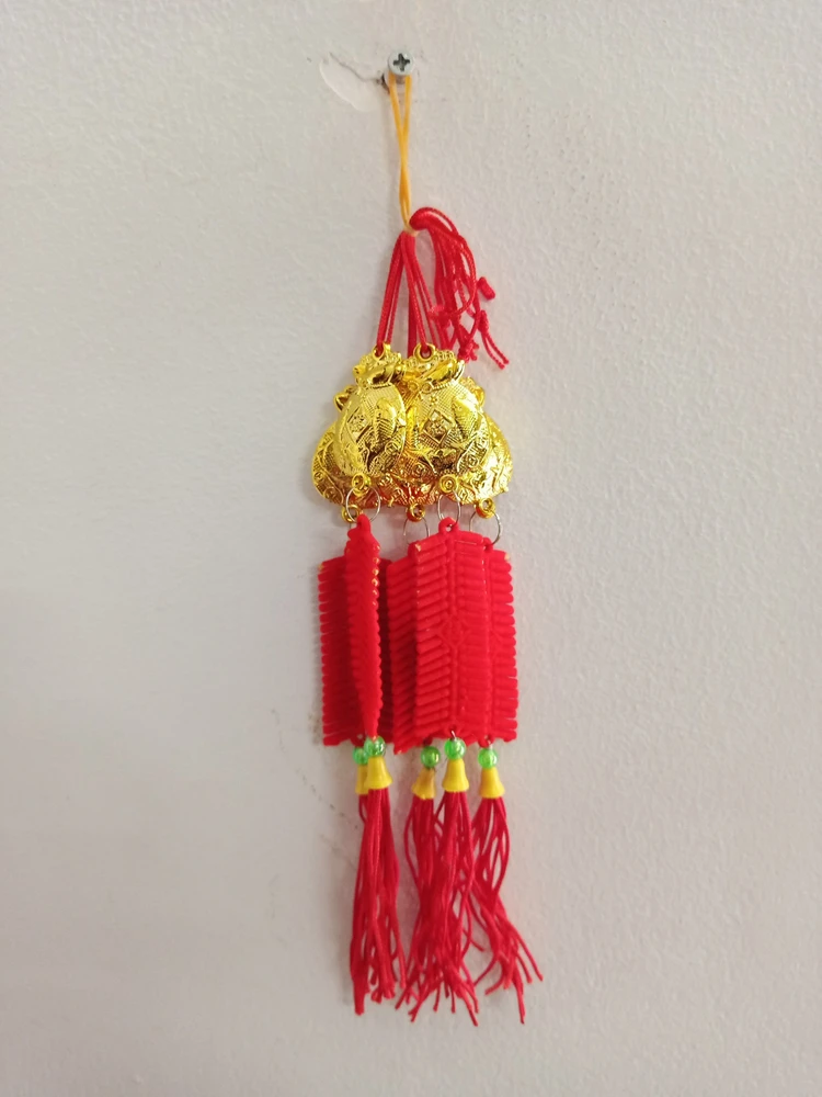Lộc treo trang trí tết Túi vàng cá chép pháo nhung đỏ