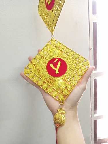 Dây Lộc Treo Cây Mai Túi Vàng Hình Vuông - Vạn sự như ý (2size)