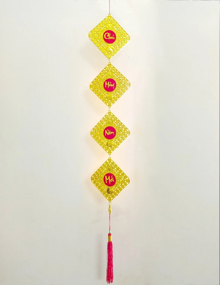 Dây Lộc Treo Cây Mai Túi Vàng Hình Vuông - Vạn sự như ý (2size)