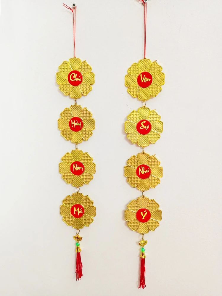 Lộc treo trang trí tết Bông mai đồng tiền vàng 26