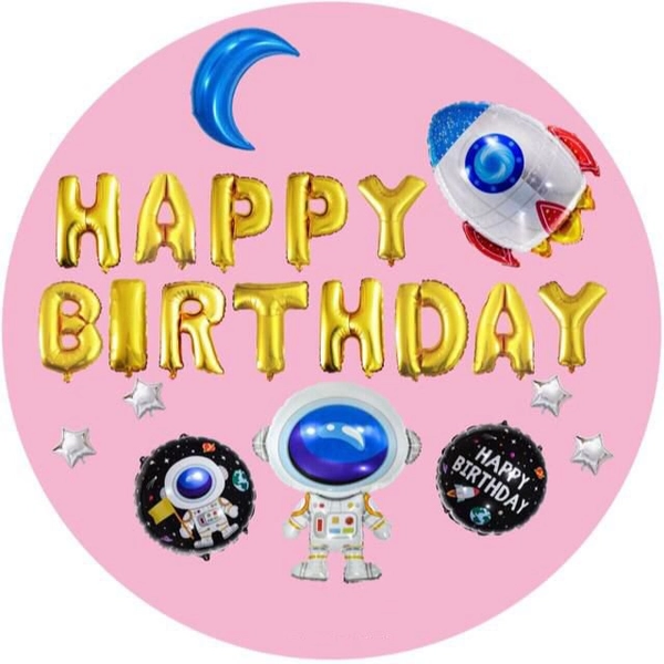Set Bóng Trang Trí Sinh Nhật Happy Birthday Phi hành gia