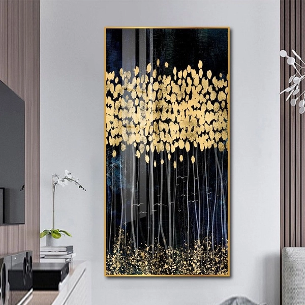 Tranh treo tường lá vàng kim