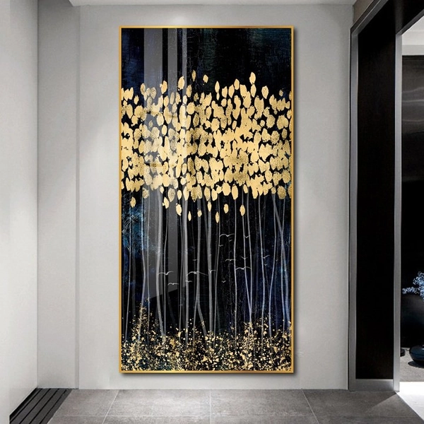 Tranh treo tường lá vàng kim