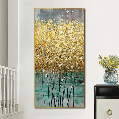 Tranh treo tường lá vàng kim