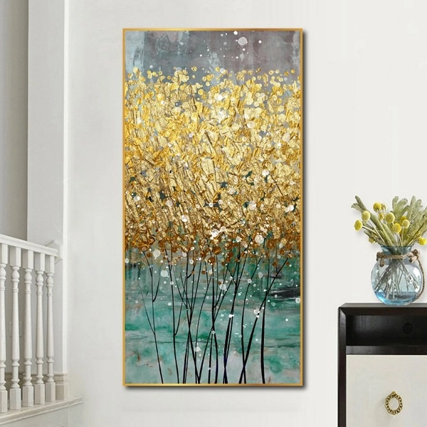 Tranh treo tường lá vàng kim