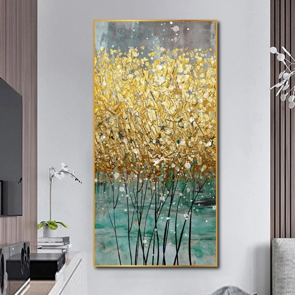 Tranh treo tường lá vàng kim