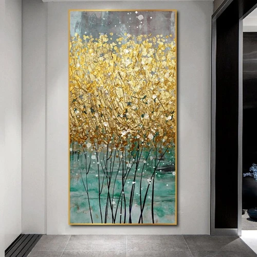 Tranh treo tường lá vàng kim