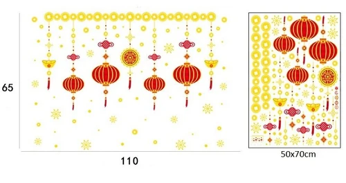 Decal trang tết lồng đèn đỏ may mắn 2